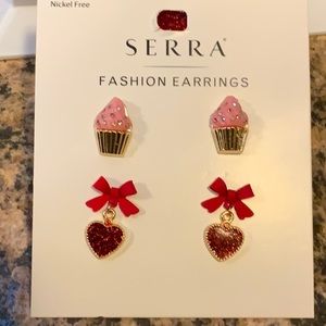 Two Serra Nickel Free Heart shape and Ice Cream Shape Earnings